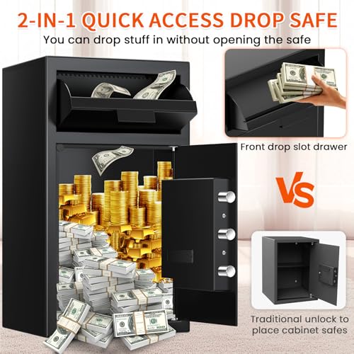 6.0 CU FT Extra Large Drop Safe for Business, Anti-Theft Money Drop Slot Safes with Digital Keypad and Spare Keys, Heavy Duty Depository Safe for Home Office Retail Store Business Mail Church - size: 6.0 CUFT