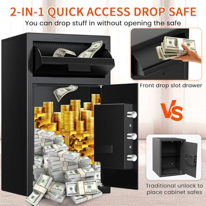 6.0 CU FT Extra Large Drop Safe for Business, Anti-Theft Money Drop Slot Safes with Digital Keypad and Spare Keys, Heavy Duty Depository Safe for Home Office Retail Store Business Mail Church - size: 6.0 CUFT