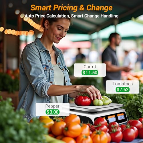 Commercial Scale 66lb/30kg Price Computing Scale for Farmers Market - color: Stainless Steel Scale Pan-Upgrade LCD