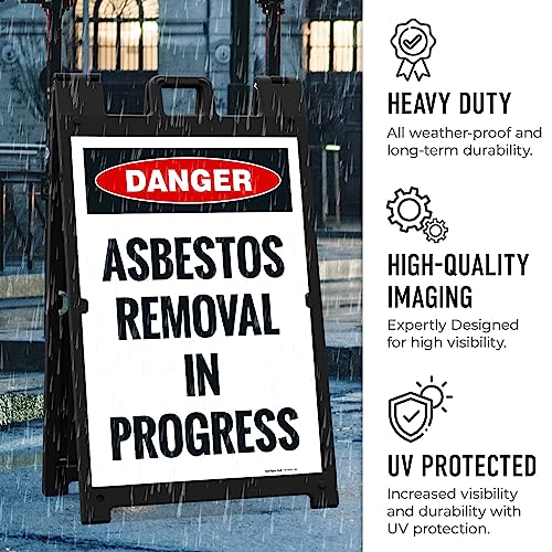 OSHA Danger Asbestos Removal in Progress Sidewalk Sign Kit, - size: 24x36 Inches, style: A-frame + 2 Panel Kit