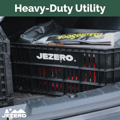 JEZERO Heavy-Duty Plastic Utility Tote | Reinforced Storage Crate for Heavy Loads | Durable & Reusable | 20" x 12" x 8", Black, 3-Pack - color: Black