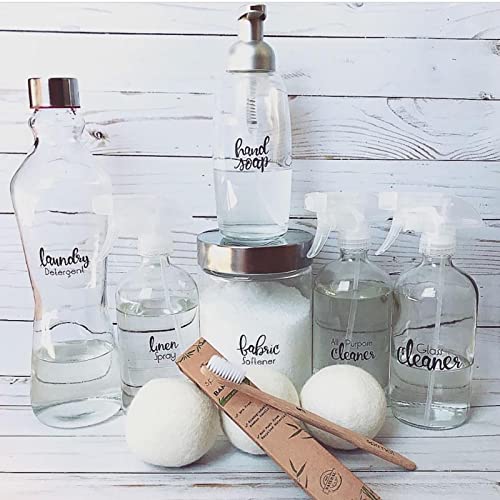 18 Pack Glass Spray Bottles, 16oz Empty Clear Boston Round Bottles Refillable Container with Trigger Sprayer for Cleaning Solutions, Essential Oils, Misting Plants - size: 9 Count (Pack of 2)