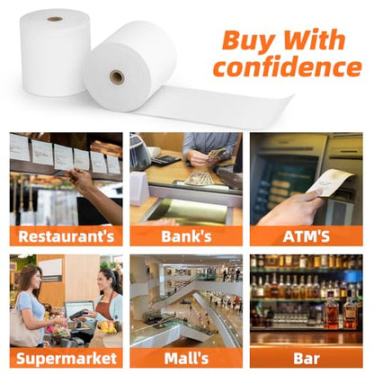 15 Rolls 3 1/8 x 230 Thermal Paper Receipt Rolls 55 GSM Premium Quality Thick paper For POS Cash Register BPA Free-Methdic - style: 15 Rolls