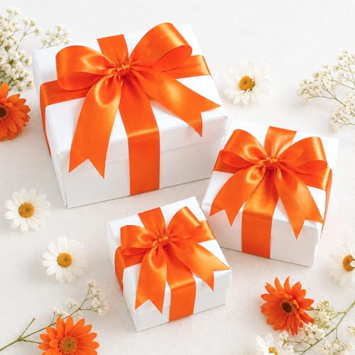 KINGLAKE Double Faced Orange Satin Ribbon - 1-1/2 Inch x 50 Yards - color: Orange