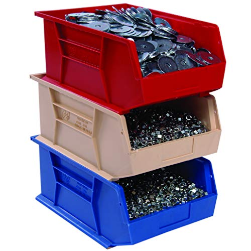Aviditi BINP1111BAVI Plastic Stack/Hang Storage Bin Containers, 10-7/8" x 11" x 5", Blue, Pack of 6, For Organizing Homes, Offices, Garages and Classrooms