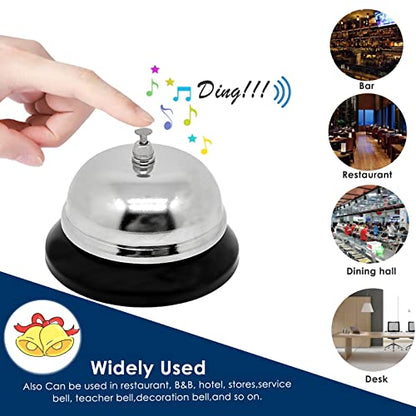 1pcs Call Bell, Service Bell, Loud and Clear Ring Stainless Steel Metal Counter Service Bell,for Hotels, Schools, Restaurants,Reception Areas(Small Size)
