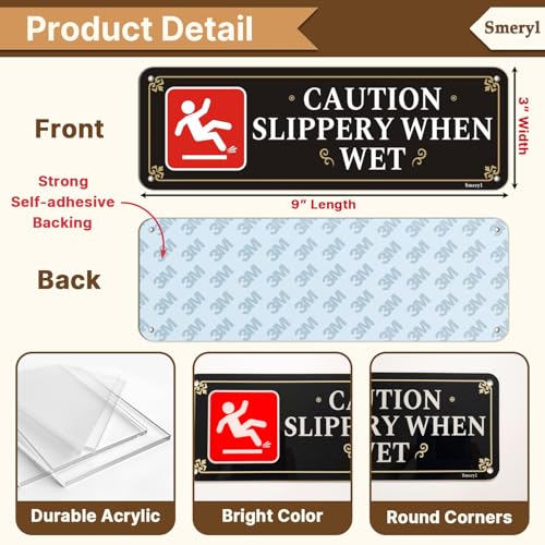 Caution Slippery When Wet Signs With Self-Adhesive Backing