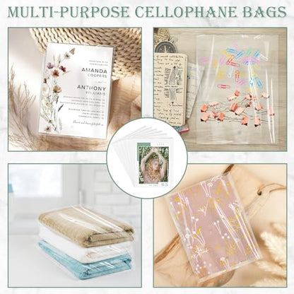 70 Pack 8x10" Clear Cellophane Bags for Shirts, Gift Wrapping, Artwork - size: 8x10 Inch