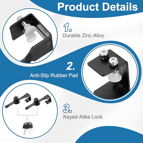 1.3" Luminous Sliding Glass Door Ratchet Lock Fit 0.79-1.18" Black - color: Black, size: 1.3"