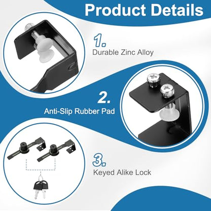 1.3" Luminous Sliding Glass Door Ratchet Lock Fit 0.79-1.18" Black - color: Black, size: 1.3"