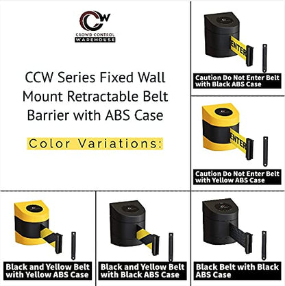 Crowd Control Warehouse Fixed Wall Mount Retractable Belt Barrier, 15 Ft - color: Caution Do Not Enter Belt with Black ABS Case, size: 15 foot belt