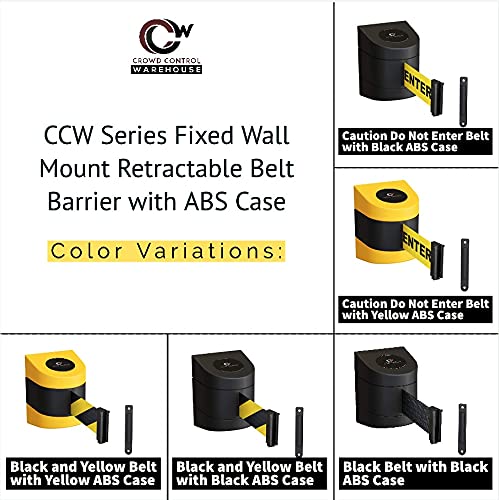 Crowd Control Warehouse WMB-220 Wall Mount Retractable Belt Barrier, 15 Ft - color: Black and Yellow Belt with Yellow ABS Case, size: 15 foot belt