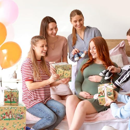 WERNNSAI Baby Shower Kraft Wrapping Paper - 33 ft Baby Shower Wrap Paper - color: Baby Animal-Garden