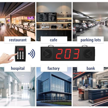 Wireless Queue Calling System with Voice Broadcast Three-Digit Screen, Remote Control Keyboard Waiting Number System for Restaurant, Cafe, Hospital, Bank, Home, Bar (Plug in to Use) - color: BLACK 3