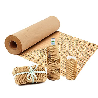 Honeycomb Packing Paper for Dishes Large Wide 20 Inches X164 Feet Gift Tissue Paper, Bubble Cushioning Wrap Roll Sustainable Packing Materials for Moving, Shipping Paper Wrap for Fragile Items - size: 20" x 164ft