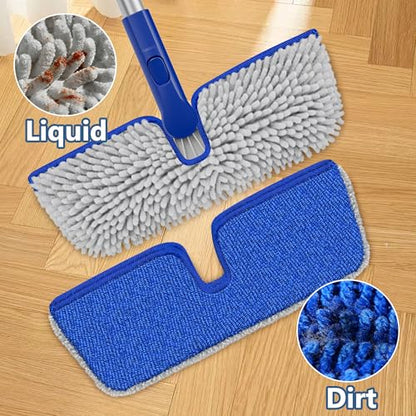 Reusable Mop Pads for Enspoway Dust Mop: Double-Sided Microfiber Refills - color: Blue Gray, size: 15" Mop Pad
