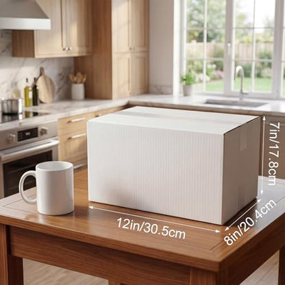 CRUGLA 12x8x7 Shipping Boxes 15 Pack, White Corrugated Cardboard Boxes with Side-Lock and Pre-Applied Double-Sided Tape, Easy Assemble Packing Mailer Boxes for Small Business Shipping - size: 12x8x7 Inch 15 Pack