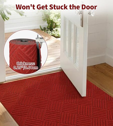 jxgzyy Outdoor Red Runner Rug 2'11" x 9'10" - color: Red, size: 2'11" x 9'10" (Rectangular)