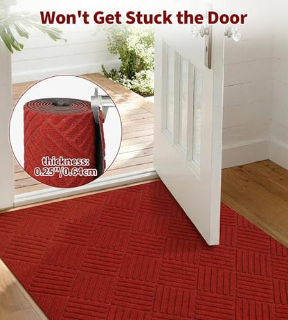 jxgzyy Outdoor Red Runner Rug 2'11" x 9'10" - color: Red, size: 2'11" x 9'10" (Rectangular)