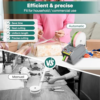 Ribbon Cutting Machine, Advanced Automatic Electric Tape Dispenser, 999mm Max Cut Length, Manual & Auto Modes, for Business, Schools, Restaurants, Factories, Warehouses & Home Use