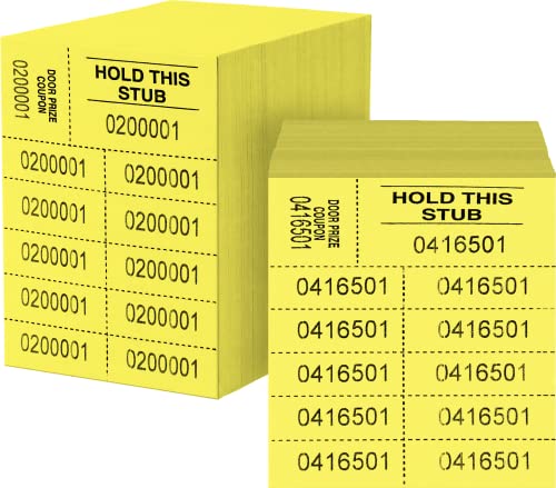 Auction Tickets - 1000 Sheets - 10 Numbers per Sheet (Yellow) - color: Yellow
