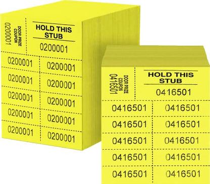 Auction Tickets - 1000 Sheets - 10 Numbers per Sheet (Yellow) - color: Yellow
