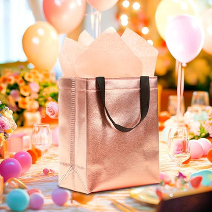 KeerxunBag Rose Gold Gift Bags - 12pk - Reusable - With Inner Liner Paper - color: Rose Gold