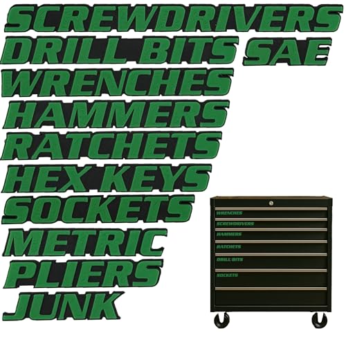 Magnetic Toolbox Labels, 11 Pack, Tool Chest Drawers, USA Made (Green) - color: Green