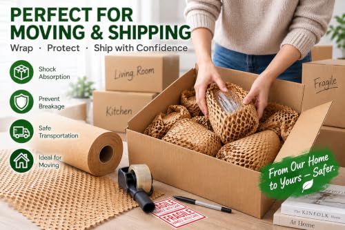 Honeycomb Packing Paper for Moving, Protective Wrapping Paper 12" x 400ft - color: Brown, size: 12 Inch x 400Feet