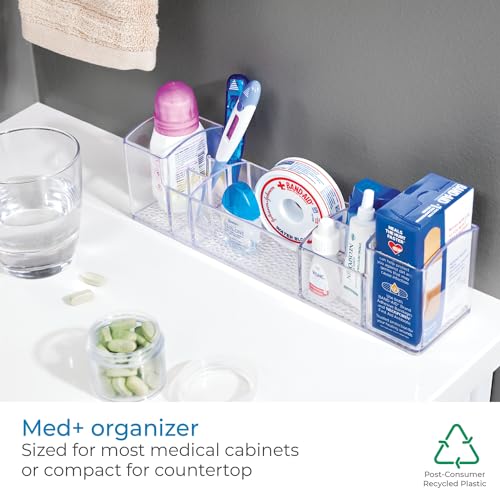 iDesign 43030 Med+ 12" Plastic Divided Vanity Medication and Bathroom Accessory, 12" x 3" x 3.5", Multi-Level Organizer - size: 12-inch, style: Multi-Level Organizer