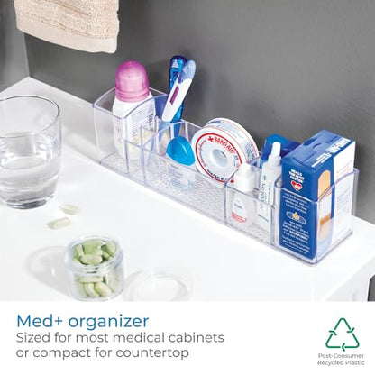 iDesign 43030 Med+ 12" Plastic Divided Vanity Medication and Bathroom Accessory, 12" x 3" x 3.5", Multi-Level Organizer - size: 12-inch, style: Multi-Level Organizer