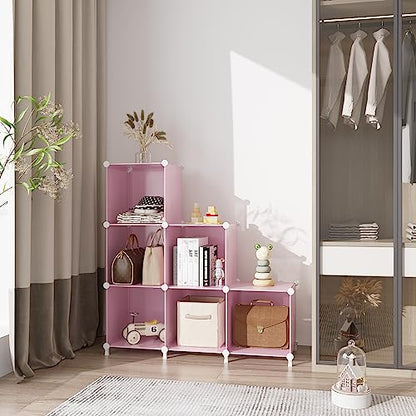 AWTATOS Cube Storage Organizer, Closet Organizers, 6 Cube Shelf, Pink - color: Pink