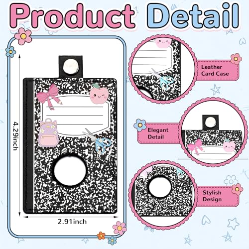 Gueevin 6 Pack Teacher Alarm ID Badge Holder, Composition Notebook - style: Composition Notebook