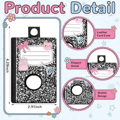 Gueevin 6 Pack Teacher Alarm ID Badge Holder, Composition Notebook - style: Composition Notebook