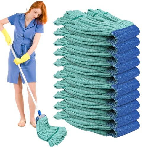10 pcs Large Microfiber Tube Mop Heads,18 oz Heavy Duty Commercial Mop Head Replacement Reusable Machine Washable for Hardwood,Tile,Laminate Floors