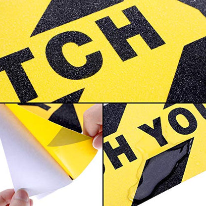 Boao 2 Pieces Watch Your Step Floor Stickers Anti Slip Abrasive Safety