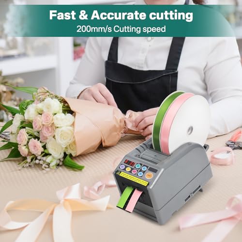 Ribbon Cutting Machine, Advanced Automatic Electric Tape Dispenser, 999mm Max Cut Length, Manual & Auto Modes, for Business, Schools, Restaurants, Factories, Warehouses & Home Use