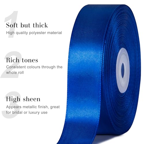 Royal Blue Satin Ribbon, 1 Inch, 50 Yards - color: royal blue