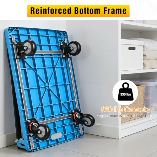 Platform Cart 880 lbs Heavy Duty Push Cart Dolly with 5 Inch TPR Wheels 36 x 24 Inch PP Deck Flatbed Cart Platform Truck for Home Garage Warehouse Use Black - color: 880 Lbs|blue|36x24 Inch