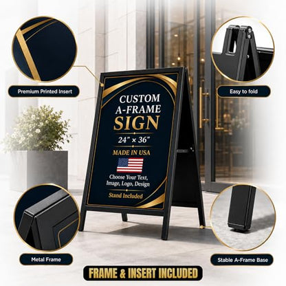 Metal Sign HolderA-Frame Sidewalk Curb Stand by BCB 24x36 | Printed in USA