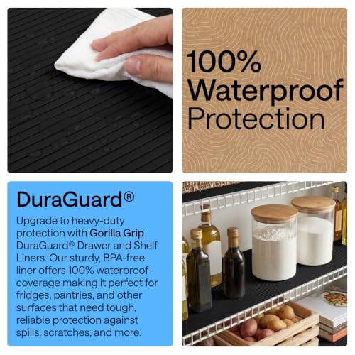 GORILLA GRIP Shelf Liner, Non-Adhesive Cabinet Liners, 20"x20' Jet Black - color: Black Onyx (Ribbed), size: 20" X 20'