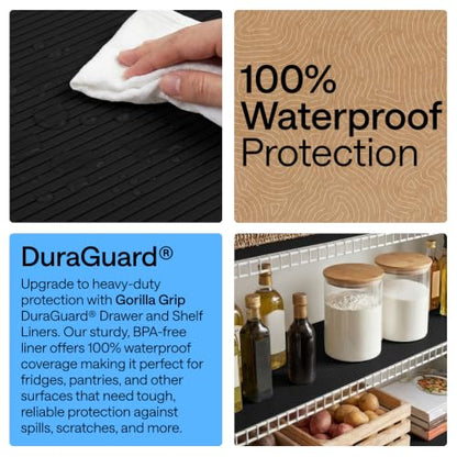 GORILLA GRIP Shelf Liner, Non-Adhesive Cabinet Liners, 20"x30' Jet Black - color: Black Onyx (Ribbed), size: 20" X 30'