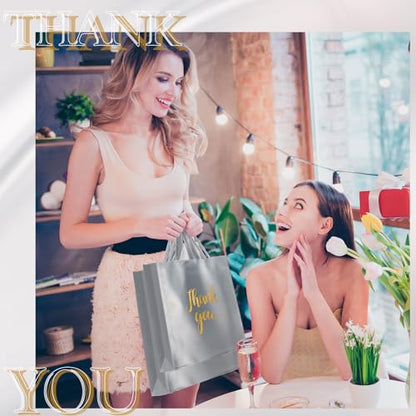 Teling 200 Pcs Thank You Shopping Bags with Handle,Silver Gray - color: Silver Gray