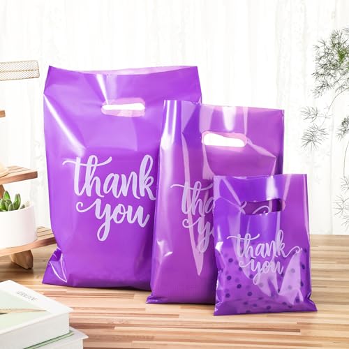 Eersida 200 Pcs Thank You Bags for Small Business, Purple - color: Purple