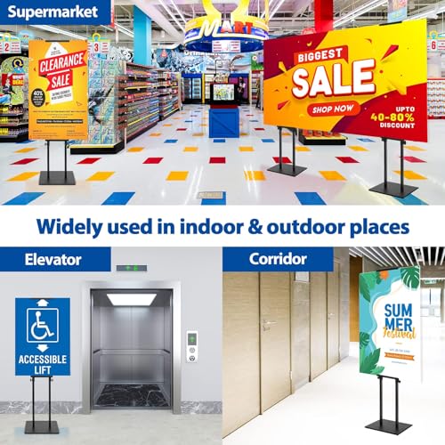 4-Pack Poster Stand - Heavy Duty, Double-Sided, Adjustable Height Up to 80 inches, Outdoor Banner Stand - Black - size: 4 Pack Poster Stand