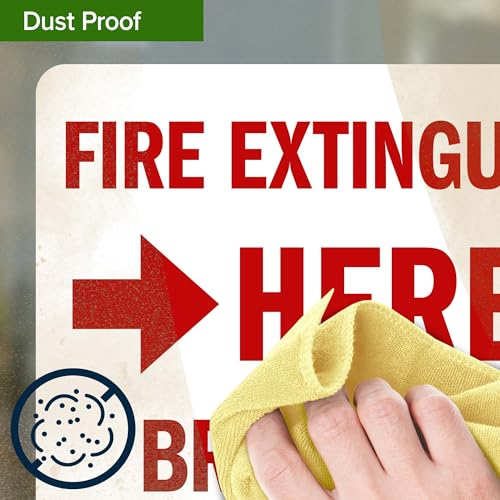 Fire Extinguisher Here Break Glass Sign, (MS-25700) 10x7 Inches, 4 Mil Vinyl Decal Stickers Weather Resistant, Made in USA by My Sign Center - size: 7x10 Vinyl Sticker