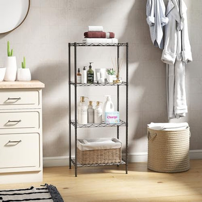BestOffice | 4-Tier Wire Shelf | 12" x 18" x 44 | Black - color: Black, size: 12"D x 18"W x 44"H