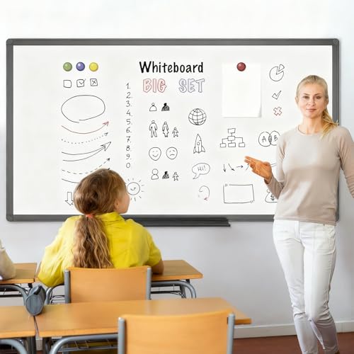 VIZ-PRO Magnetic Dry Erase Board, 60 x 40 Inches, Black Aluminium Frame - size: 60 x 40 Inches