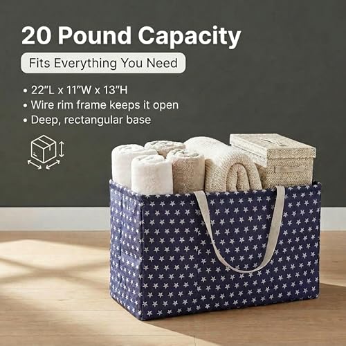 Household Essentials Blue with White Stars Krush Container All-Purpose Utility Tote, 22" LX11 WX13 H (Pack of 12) - color: Estrellas Azules