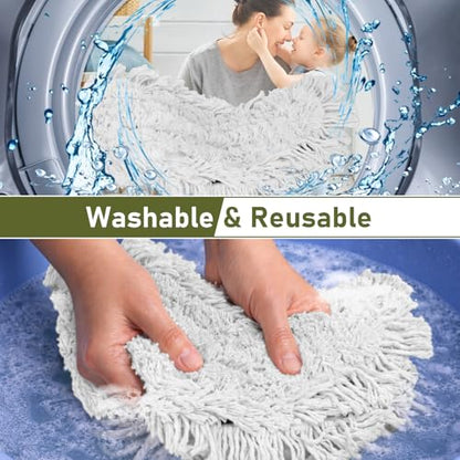 36" Commercial Dust Mop Pads Refills: Reusable Mop Head Replacement - color: Green White